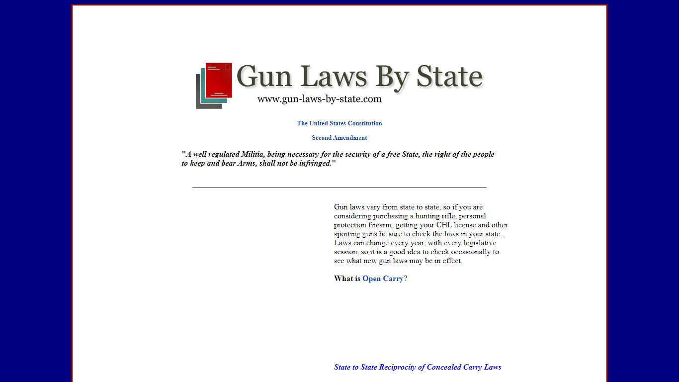 Gun Laws by State - Listing of State Gun Laws and Regulations - Books CHL